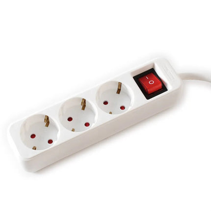 VALUE POWER STRIP, 3X, WITH SWITCH, WHITE, 1.5M, SHUKO