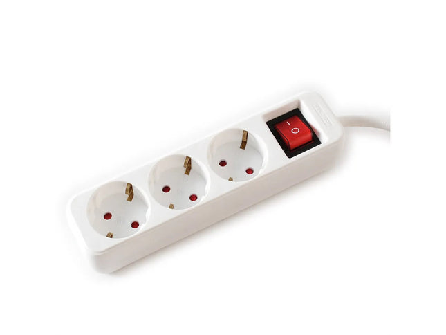 VALUE POWER STRIP, 3X, WITH SWITCH, WHITE, 1.5M, SHUKO