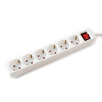 VALUE POWER STRIP, 6X, WITH SWITCH, WHITE, 1.5M, SHUKO