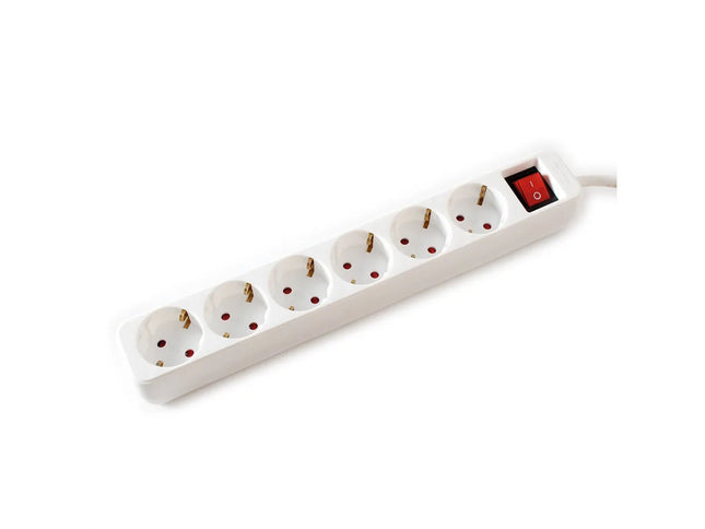 VALUE POWER STRIP, 6X, WITH SWITCH, WHITE, 1.5M, SHUKO