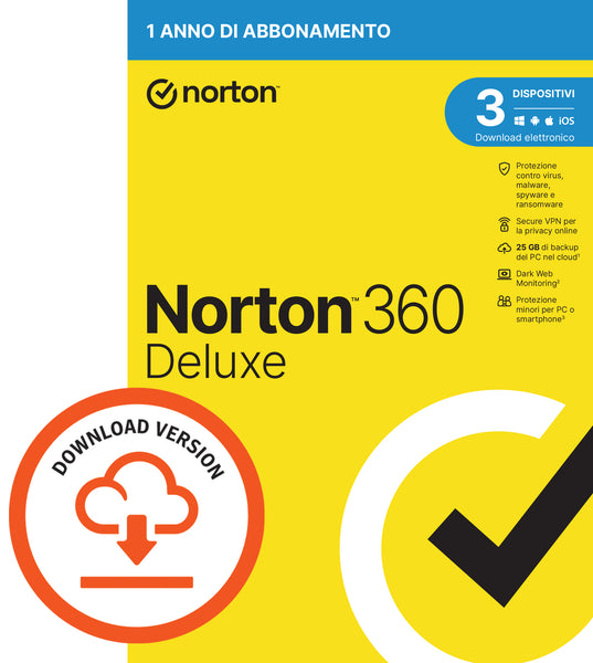 NORTON 360 DELUXE 25GB IT 1 USER 3 DEVICE 1Y ATTACH VECCHIO CODICE 21409821