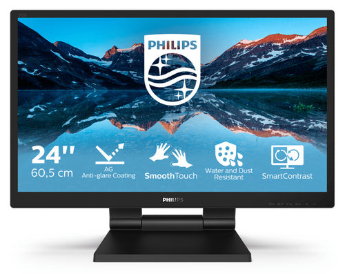 PHILIPS MONITOR TOUCH 23,8 LED IPS 16:9 FHD 5MS 250 CDM, VGA/DVI/DP/HDMI, IP54, MULTIMEDIALE, BASE RIPIEGABILE