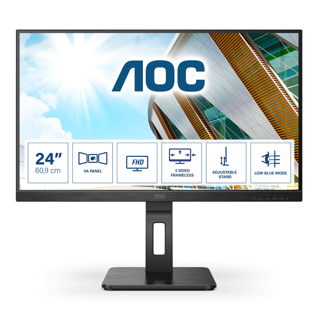 AOC MONITOR 23,8 LED VA FHD 16:9 4MS 250 CDM, PIVOT, VGA/DVI/DP/HDMI, MULTIMEDIALE