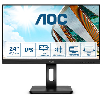 AOC MONITOR 23,8 LED IPS 16:9 FHD 4MS 250 CDM, PIVOT, VGA/DVI/DP/HDMI, MULTIMEDIALE