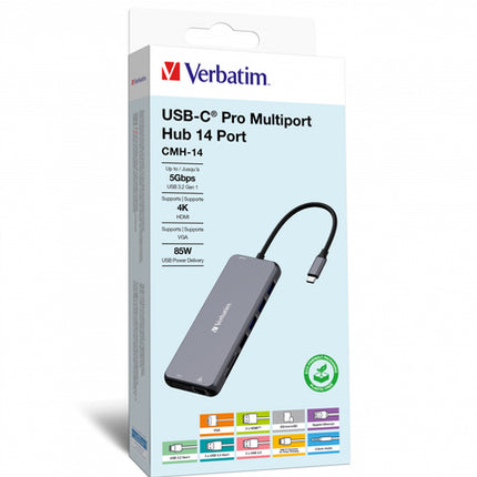 VERBATIM USB-C PRO MULTIPORTE HUB 14 PORTE