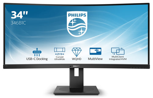 PHILIPS MONITOR CURVO 34 VA 21:9 WQHD 5MS 300CDM, DP/HDMI, USB-C, ALTEZZA, MULTIMEDIALE