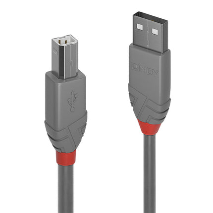 LINDY CAVO USB ANTHRA LINE 2.0 TIPO A MASCHIO A A B MASCHIO 5 MT DOPPIA SCHERMATURA GUSCIO IN PVC GRIGIO 10 ANNI DI GARANZIA