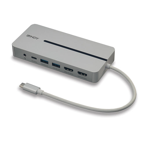 LINDY DST-Mx DUO, MINI DOCKING STATION PER LAPTOP/MACBOOK USB-C CON SUPPORTO 4K SU DOPPIO DISPLAY E