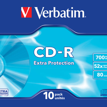 VERBATIM CD-R 52X, 700MB, 10 PACK SLIM CASE, EXTRA PROTECTION