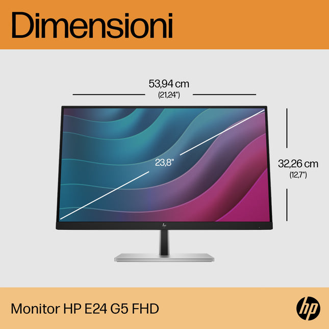 HP MONITOR 23,8 LED IPS 16:9 FHD 5MS 250 CDM, E24 G5, PIVOT, sRGB 99, DP/HDMI, GAR 3 ANNI