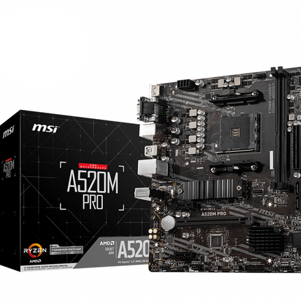 MSI MB AMD A520, A520M PRO, AM4, 2DDR4, 1PCI-Ex16, 1M2, 4SATA3, 6USB3