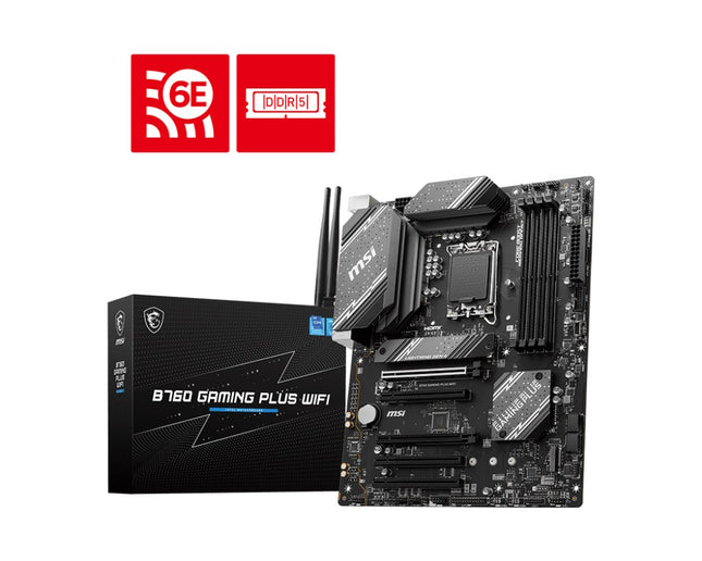 MSI MB B760, B760M GAMING PLUS, LGA1700,4DDR5,2PCI-EX16,1PCI-EX1,2M.2,4SATA3,2USB3.2 GEN2,7US