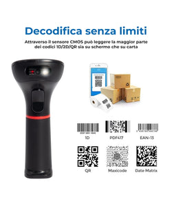 VULTECH LETTORE PISTOLA BARCODE SCANNER LASER WIRELESS 2.4Ghz E BLUETOOTH 1D 2D - BC-07MWBT - SENSOR