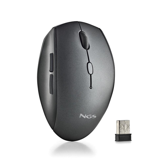 NGS MOUSE NERO ERGONOMICO SENZAFILI E BOTTONI SILENZIOSI