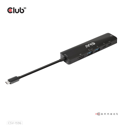 CLUB 3D HUB USB GEN1 TYPE-C, 6-in-1  HDMI 8K30Hz-4K120Hz, 2xUSB TYPE-A, RJ45  2xUSB TYPE-C, DATA E P