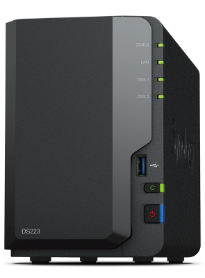 SYNOLOGY NAS TOWER 2BAY 2.5&#34;/3.5&#34; HDD SATA CPU Realtek RTD1619B + 2Gb Ram DDR4 + 1x Gigabit + x3 USB