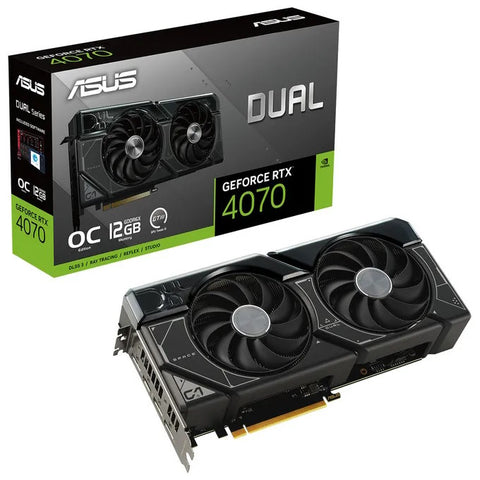 ASUS VGA GEFORCE RTX 4070, DUAL-RTX4070-O12G-WHITE, 12 GB GDDR6X, 3DP/HDMI, BIANCA, 90YV0IZ4-M0NA00, DLSS 3