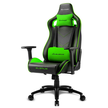 SHARKOON ELBRUS 2 SEDIA GAMING PELLE SINTETICA, BRACCIOLI 3D REGOLABILI, SCHIENALE IMBOTTITO E REGOLABILE, TELAIO IN ACCIAIO, PESO MAX PERSONA 150KG, COLORE NERO/VERDE