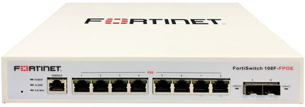 FORTISWITCH-108F-FPOE SWITCH L2+ MANAGEMENT CON 8 PORTE GE + 2 P. SFP + 1 P. POE - POWER BUDGET 130W