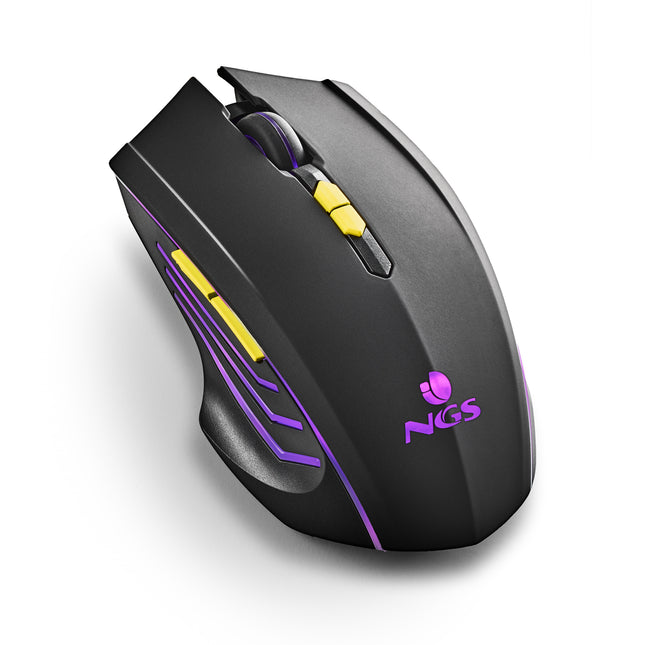 NGS MOUSE GAMING WIRELESS, LUCE LED ARCOBALENO, ERGONOMICO, ULTRALEGGERO, 7 PULSANTI, USB C