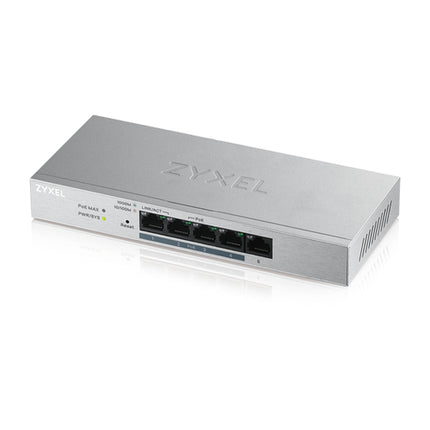 ZYXEL SWITCH UNMANAGED PLUS 5 PORTE GIGABIT (4 PoE), EASY MANAGEMENT PER VLAN, QoS, DESIGN SENZA VENTOLE, DESKTOP