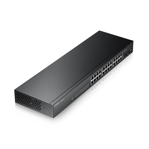 ZYXEL SWITCH MANAGED 24 PORTE GIGABIT + 2 PORTE SFP GIGABIT, SUPPORTO IPV6, VLAN, DESIGN SENZA VENTO