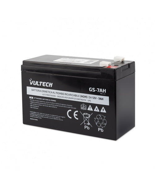 VULTECH BATTERIA ERMETICA AL PIOMBO PER UPS 12V 7A