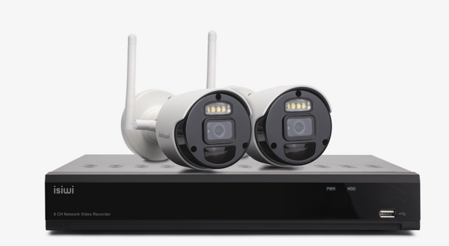 ISIWI KIT WIRELESS CONNECT AIR2 ISW-K2N8BFBTA4MP-2 GEN1 NVR 8 CANALI + 2 TELECAMERE  A BATTERIA DA 8