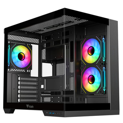 ITEK CASE DARK CAVE CURVED, GAMING TOWER, ATX, 4X12CM  ARGB FAN, 2XUSB3, TYPE-C, CURVED TEMP GLASS S