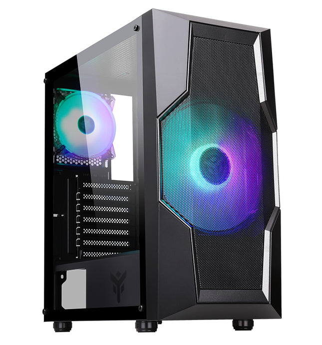 ITEK CASE OXYGEN - GAMING MIDDLE TOWER, 20CM  12CM ARGB  FAN, USB3, SIDE PANEL TEMP GLASS