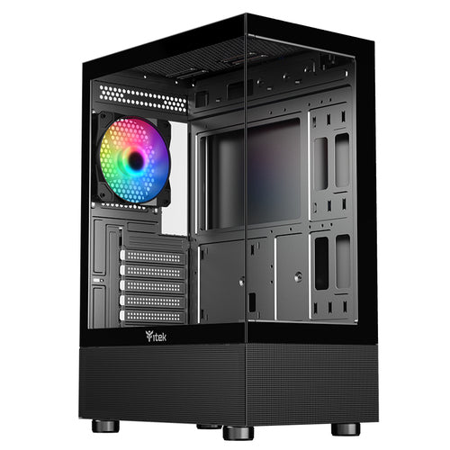 ITEK CASE SHOWBUI 33B, GAMING TOWER ATX, 12CM ARGB FAN, USB3, SIDE  FRONT PANEL TEMP GLASS