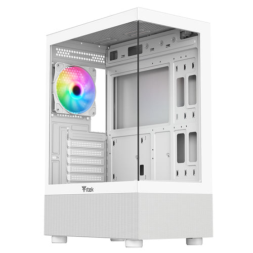 ITEK CASE SHOWBUI 33W,GAMING TOWER ATX, 12CM ARGB FAN, USB3, SIDE  FRONT PANEL TEMP GLASS, WHITE