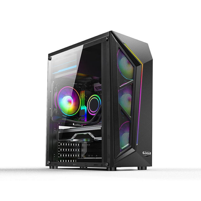 MACHPOWER CASE GAMING 1 LED RGB + 4 FAN ARGB, 2 USB, GLASS PANEL