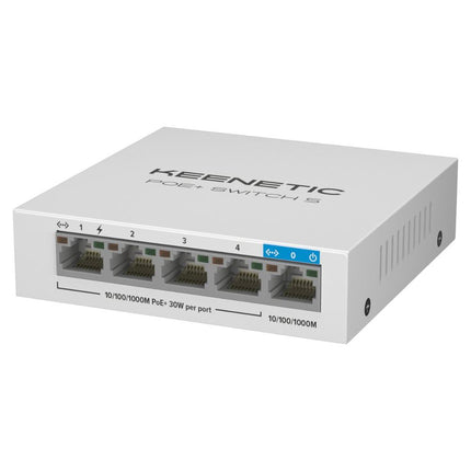 KEENETIC POE+ SWITCH 5 (KN-4610), SWITCH 1 PORTA 1GBPS + 4 PORTE 1 GBPS POE+, POTENZA MASSIMA EROGAB