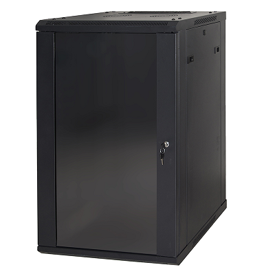 LINK ARMADIO RACK 19&#34; 18 UNITA DA MURO (A)900 (L)600 X PROFONDITA 600 MM. COLORE NERO PORTA VETRO