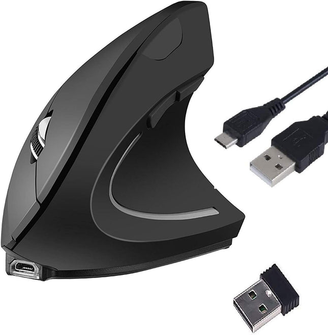 TUCANO MOUSE VERTICALE ERGONOMICO WIRELESS RICARICABILE,6 TASTI, NERO