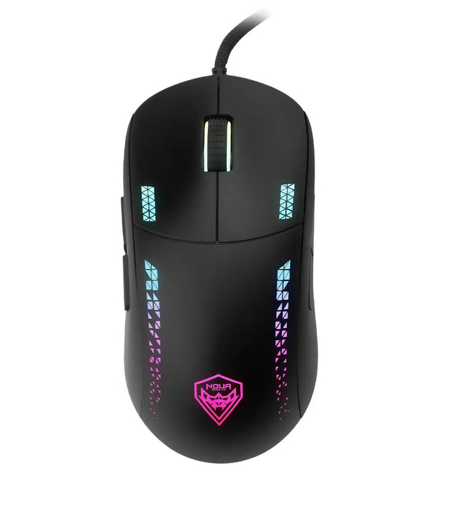 NOUA MOUSE GAMING LOOP CAVO USB NERO E GRAFICHE ROSA/AZZURRO 9 PULSANTI