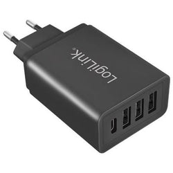 LOGILINK CARICABATTERIE USB CON 3 PORTE USB &#34;A&#34; E UNA PORTA USB-C 27 WATT