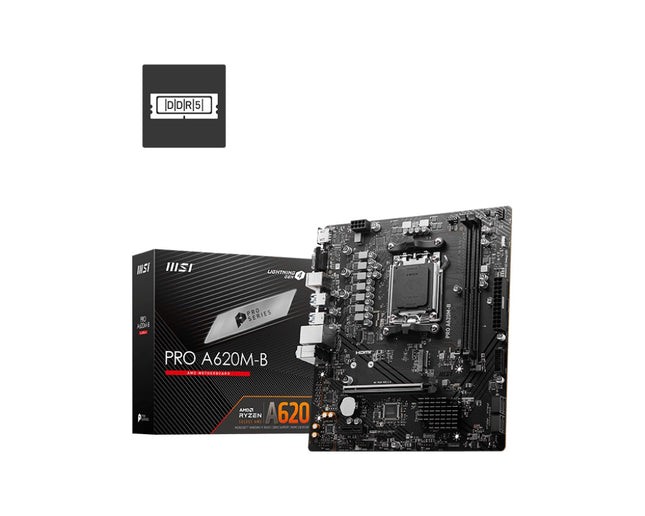 MSI MB AMD PRO A620M-B,A620,AM5,2DDR5,1PCI-EX16,1PCI-EX1,1M.2,4SATA3,6USB3.2 GEN1,6USB2.0