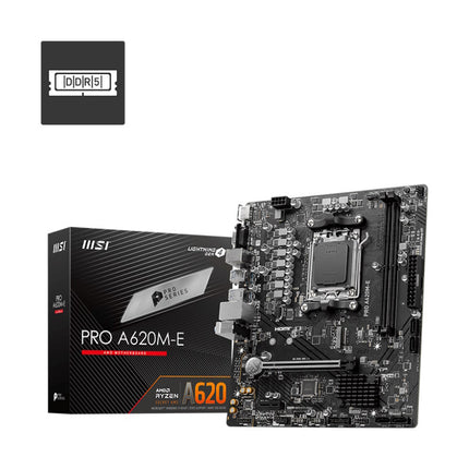 MSI MB AMD A620, A620M-E PRO AM5 2DDR5,1PCI-Ex16,1PCI-Ex1,1M.2,4SATA3,6USB