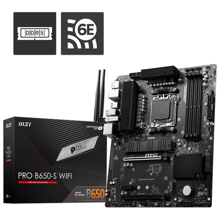 MSI MB AMD B650, PRO B650-S WIFI, AM5, 4DDR5, 2PCI-Ex16, 1PCI-Ex1, 2M.2, 4SATA3