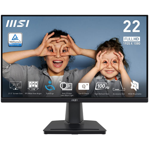 MSI MONITOR 21.5 LED IPS 16:9 FHD 1MS 100HZ VESA 100X100 VGA/HDMI ANTI GLARE MULTIMEDIALE NERO