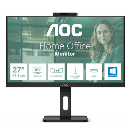 AOC MONITOR 27 LED IPS QHD 16:9 4MS 350 CDM, WEBCAM, USB-C, PIVOT, DP/2HDMI, MULTIMEDIALE