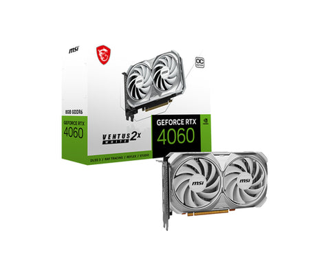 MSI VGA GEFORCE RTX 4060, RTX 4060 VENTUS 2X WHITE 8G OC, 8GB, DP*3/HDMI, ATX, DUAL FAN, BIANCA