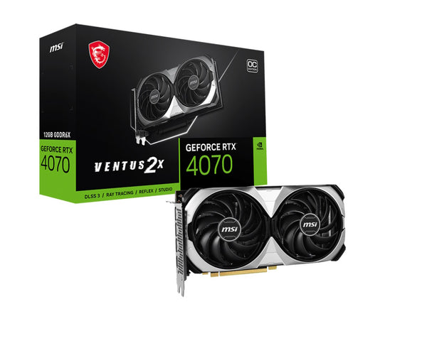 MSI VGA GEFORCE RTX 4070, RTX 4070 VENTUS 2X E 12G OC, 12GB GDDR6X, HDMI/DP*3, ATX, DUAL FAN, DLSS 3