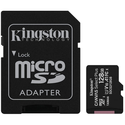 KINGSTON MICRO SDHC 128GB CANVAS SELECT 80R CL10 UHS-I CON ADATTAT