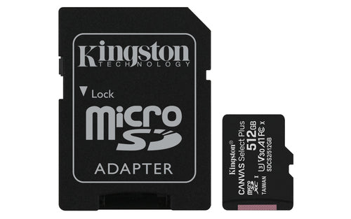 KINGSTON MICRO SDHC 512GB CANVAS SELECT 80R CL10 UHS-I CON ADATTATORE SD