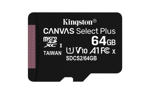 KINGSTON MICRO SDHC 64GB CANVAS SELECT 80R CL10 UHS-I CON ADATTATORE SD