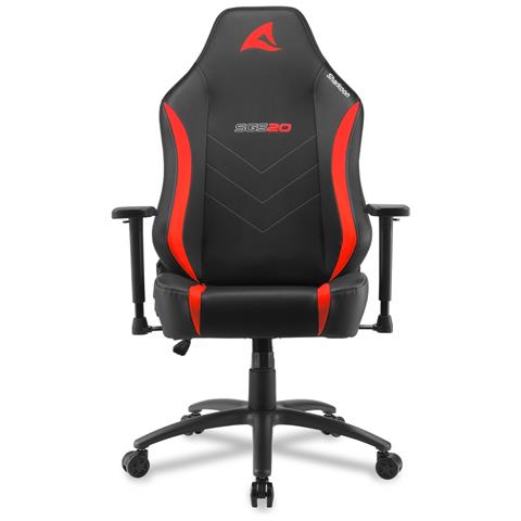 SHARKOON SEDIA GAMING SKILLER SGS20 IN PELLE SINTETICA SEDUTA E SCHIENALE IMBOTTITO NERO E ROSSO