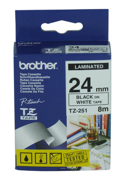 BROTHER NASTRO LAMINATO DA 24MM (8M) NERO/BIANCO